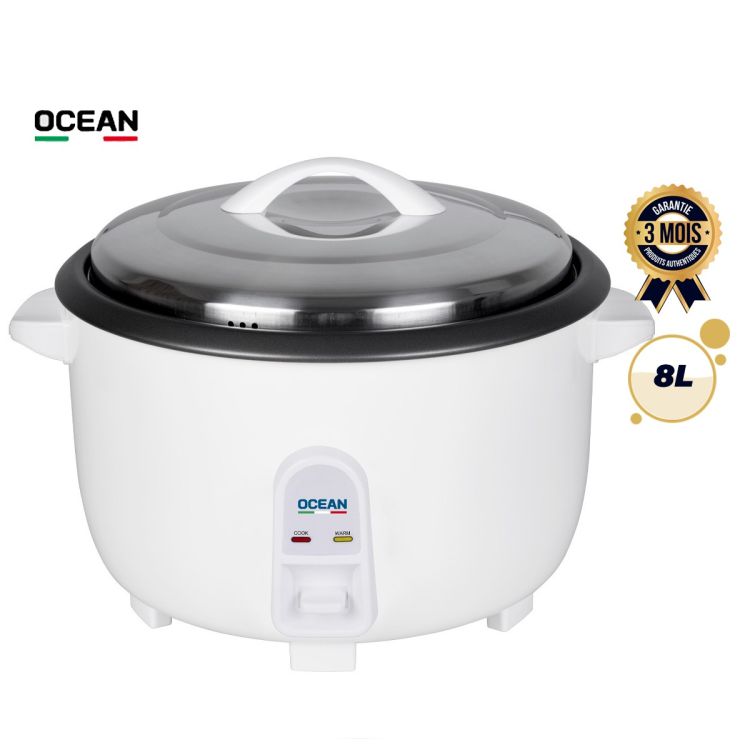 Cuiseur à riz électrique - OCEAN - OCRCR7825WX - 8 Litres - 2500W - Cuve Antiadhésive - Panier Vapeur inclus - Garantie 4 mois