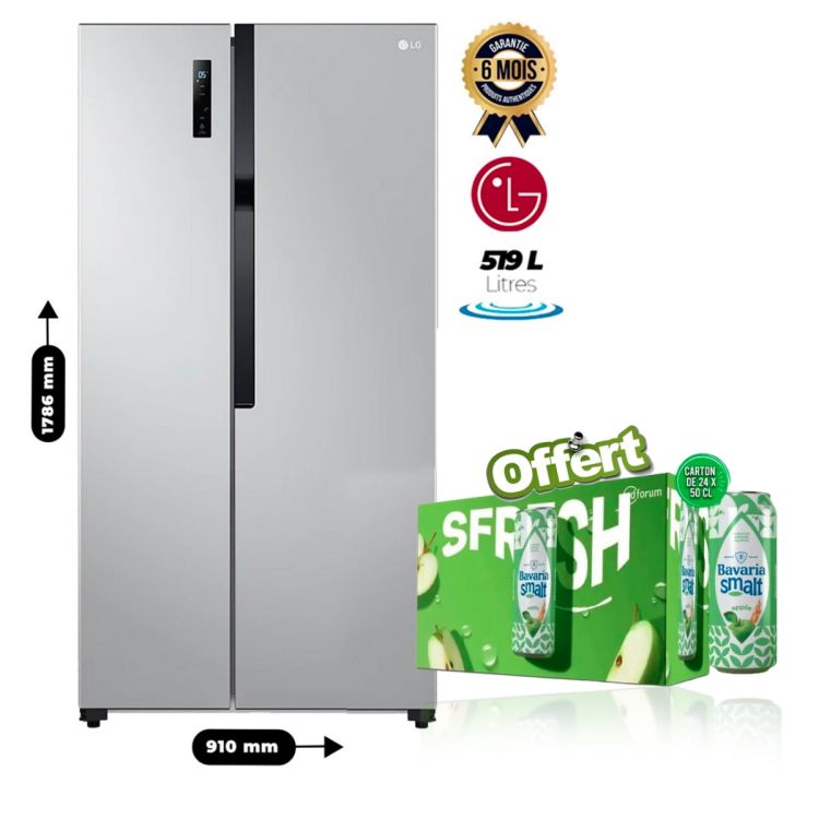 Réfrigérateur LG Side By Side 519 Litres  + Micro Onde LG 20 Litres Offert