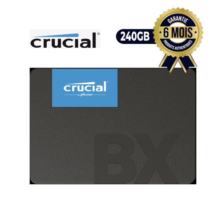 Disque dur interne Crucial BX500 - 240Go SSD 3D - NAND SATA 2.5 pouces - 500 MB/s| Glotelho Cameroun