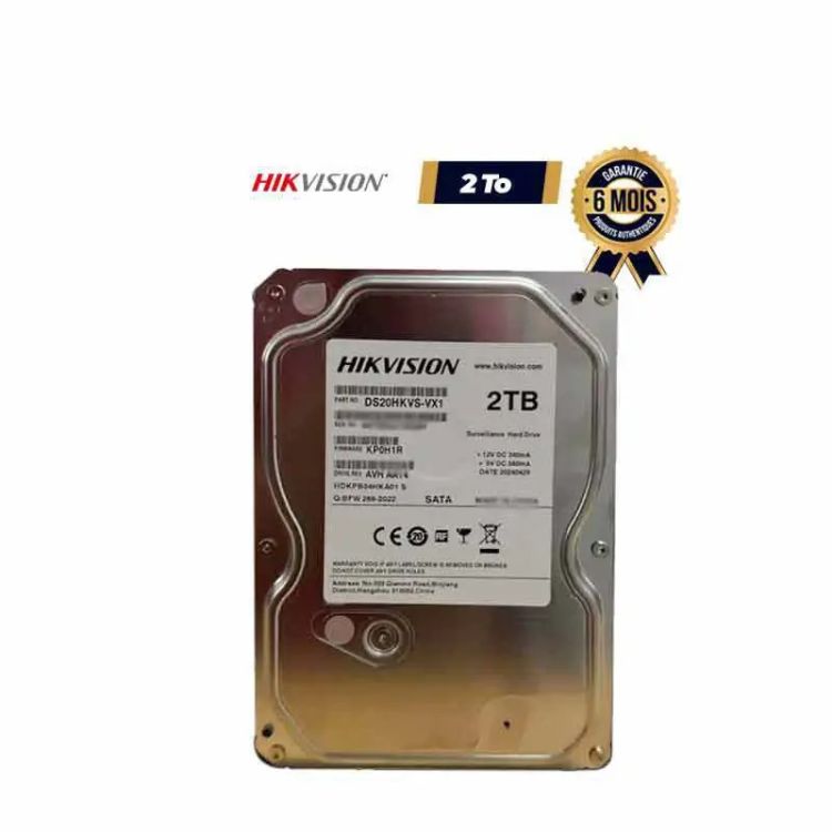 Disque dur interne de vidéosurveillance - 2 To - Hikvision DS20HKVS-VX1 - 3,5 pouces - SATA 5400 tr/min - 6 Mois