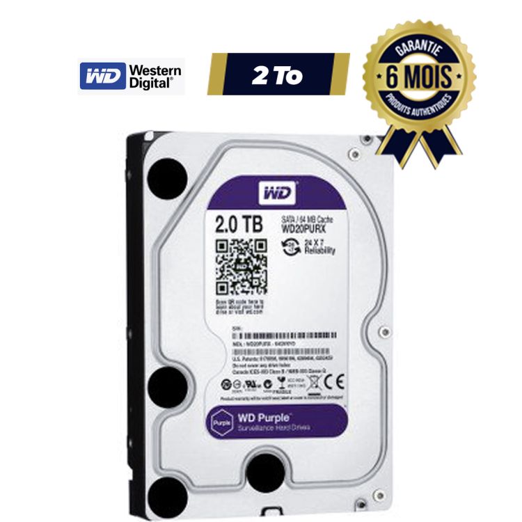 Internal hard drive Western Digital Purple Surveillance HDD 2Tb 6Gb/s - (Price in fcfa) | Glotelho Cameroon