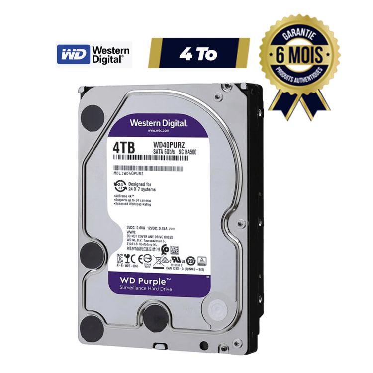 Internal hard drive WD Purple HDD 4Tb 6Gb/s - Low price| Glotelho Cameroon