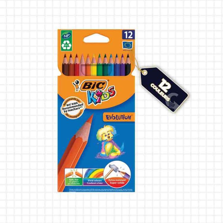 Lot de 12 crayons de coloriage Bic Evolutions - Multicolore