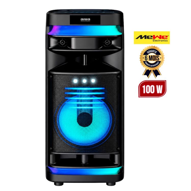 Enceinte de fête Bluetooth sans fil Rechargeable - MEWE MWAUD-PTS1202SG - 100W RMS (1500W PMPO) - Woofer 12" + Tweeter - Micro Sans Fil & Télécommande Inclus - Entrées Guitare, USB, TF, FM, AUX - Lumières LED RGB - Garantie 6 Mois