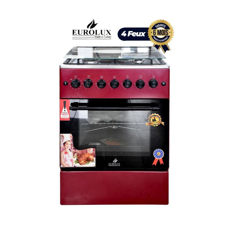 EUROLUX Cooker - EUR.TRENDY - 4 Burners 60 x 60 - Red 6 Month Warranty | Glotelho Cameroon