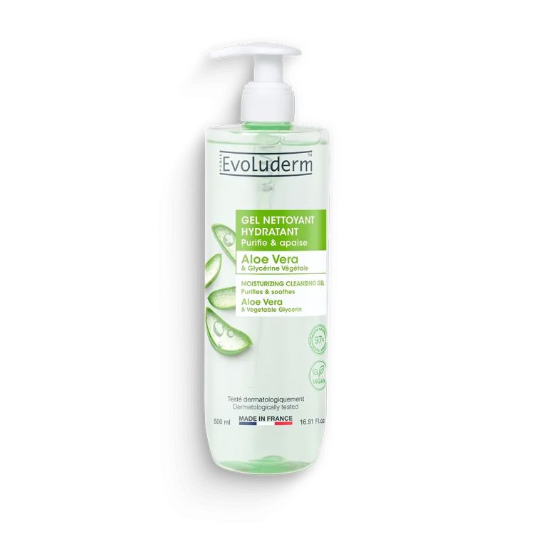 Evoluderm - Gel Nettoyant Visage Hydratant Aloe Vera – Purifie & Apaise - 500ml
