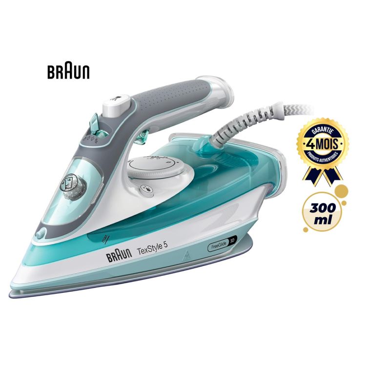 Fer à Repasser Vapeur - BRAUN - SI5017 FreeStyle 5 - 2700W - Semelle SuperCeramic FreeGlide 3D - Pressing 190g/min - Vert - Garantie 4 mois