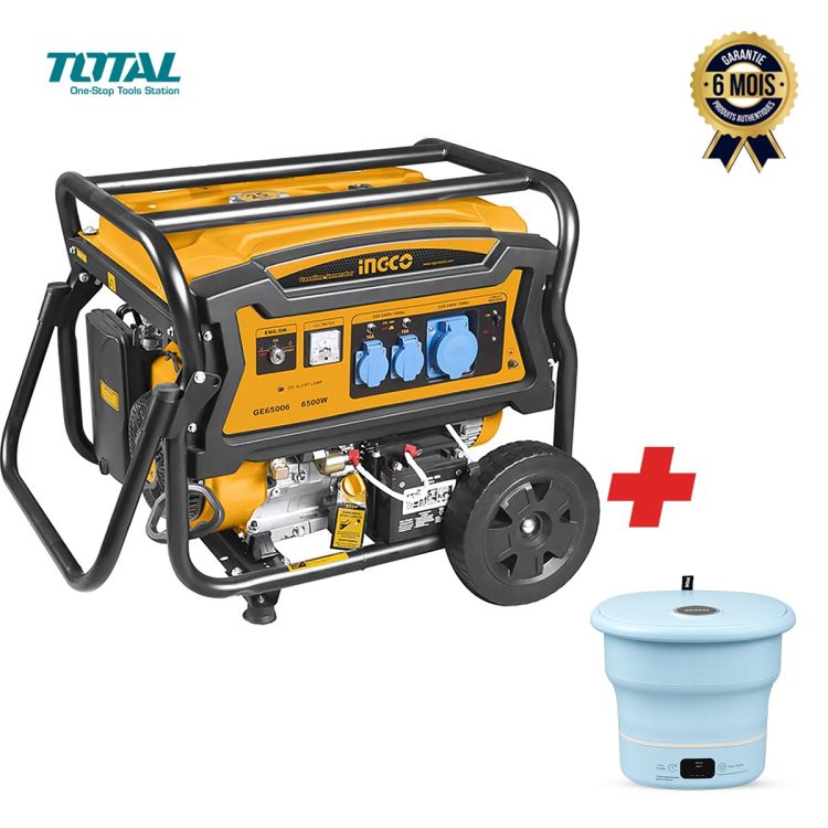 Groupe électrogène à essence - INGCO GE75006 - 7500W + Mini machine à laver OSCAR OSC-STFB-3P - 1,7 Kg Offert