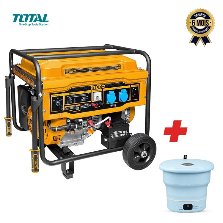 Groupe électrogène INGCO – 5500W + Mini Machine à Laver OSCAR - 1,7 kg Offerte