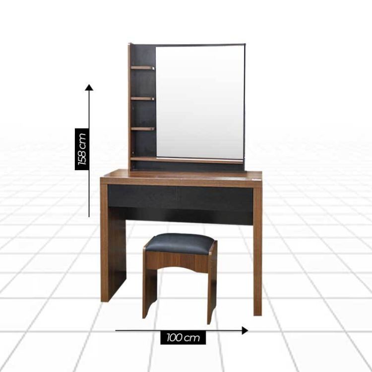 Coiffeuse avec chaise MDF - Bois et vitre - Marron - 1 Mois| Glotelho Cameroun