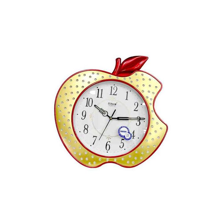 Horloge Murale - Sonam - Forme de pomme - Pastique - Rouge /OR|Glotelho