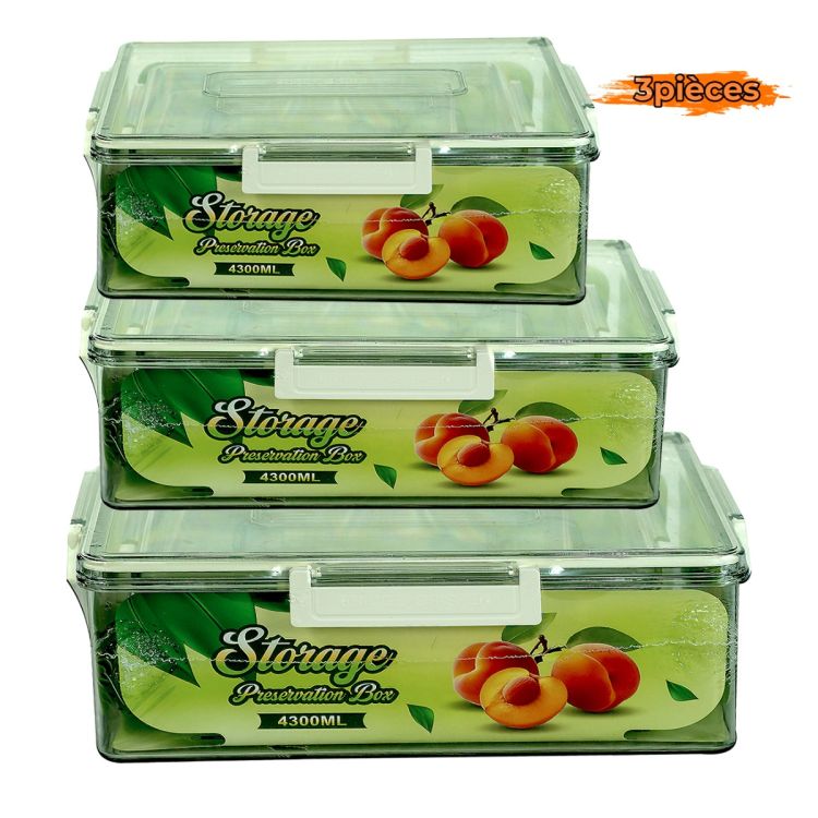 Lots de 03 Boîtes de Conservation Hermétiques en Plastique transparent, pour aliments secs, repas chauds/ froids au prix Cameroun. 