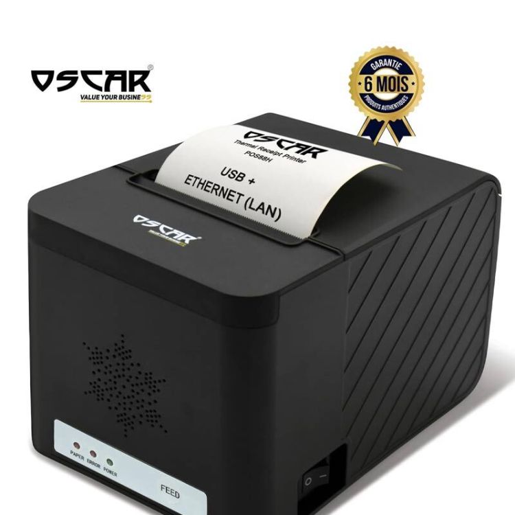 Imprimante thermique de reçus POS OSCAR POS88H - 80 mm, USB & LAN, vitesse 200 mm/s, alimentation 24V - Garantie 6 mois