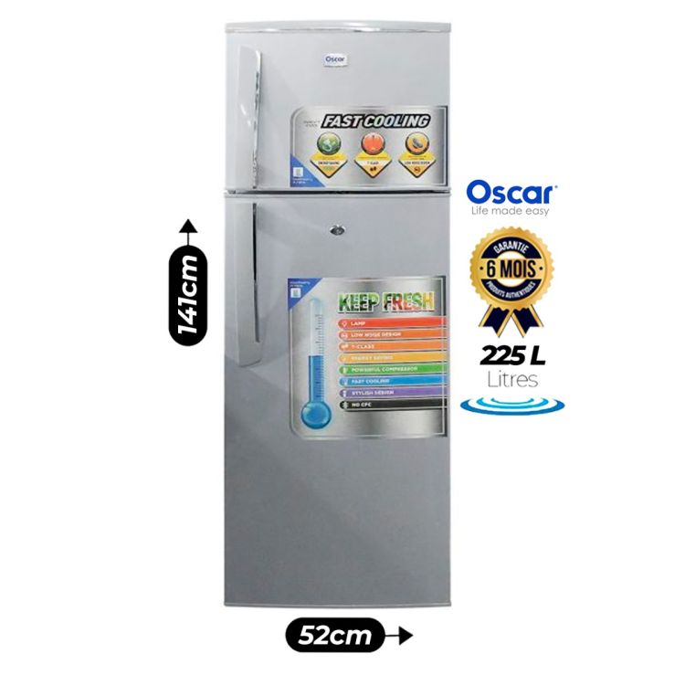 Réfrigérateur double battant - Oscar - 225 Litres - A+  (Prix en fcfa) | Glotelho Cameroun