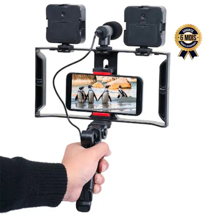 Kit de Vlogging (Plokama PK-778) pour Smartphone avec trépied, 02 lumières LED, Micro, au prix Cameroun.