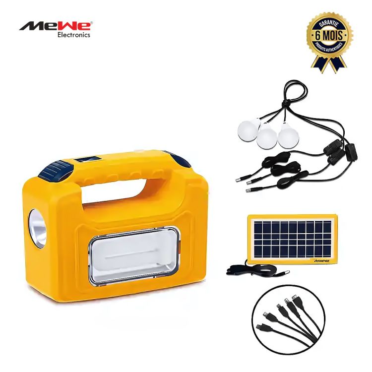 Kit Solaire MEWE MWSLK-SV05Y – 6V 4Ah – 3 Ampoules LED - Garantie 6 Mois