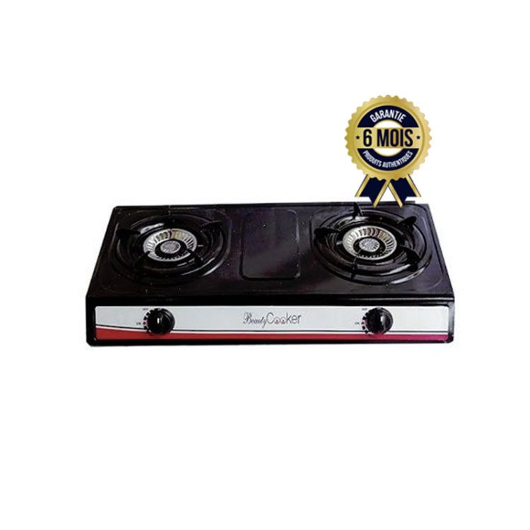 Plaque a Gaz - Beauty cooker - Automatique - Inox  - 2 foyer - Noir - 6 Mois |Glotelho Cameroun