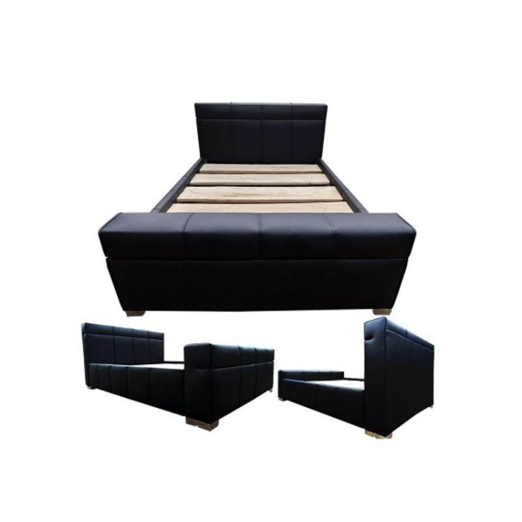 Lit confortable - 3place - En cuir/mouse - Gris/Chocolat/noir | Glotelho Cameroun