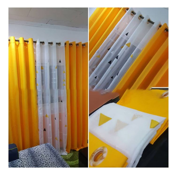 Lot De 2 Rideaux Occultant (Lourd) & Voilage Transparent - Orange |Glotelho Cameroun