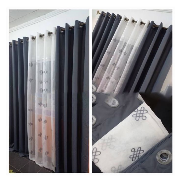 Lot De 2 Rideaux Occultant (Lourd) & Voilage Transparent - Noir Claire | Glotelho Cameroun