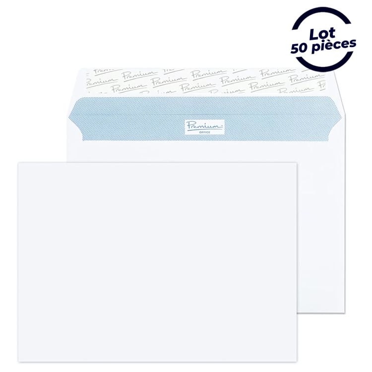 Lot de 50 enveloppes Velin Blanc - A5 - 162 x 229 mm