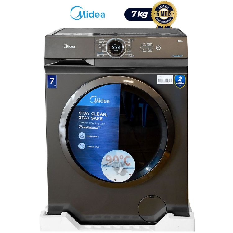 Machine à Laver Automatique - 7Kg - Midea MF100W70 - Argent  | Glotelho Cameroun