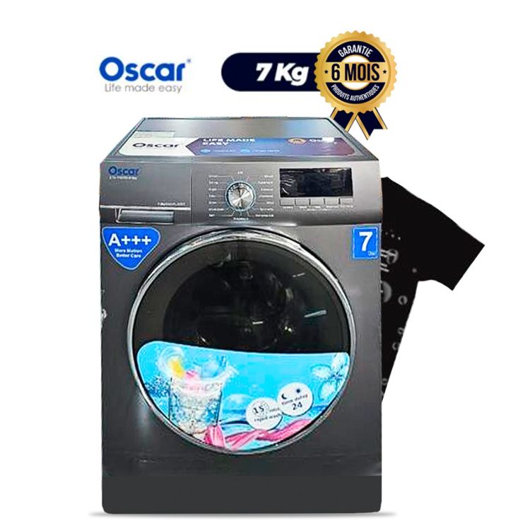 Machine à Laver -Automatique - Oscar - OSC -FL-XG70 - 7Kg - Gris - 6 Mois Garantie