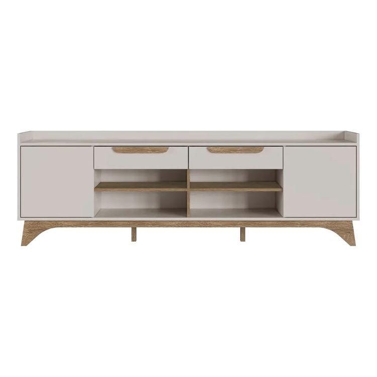 Meuble TV - MT-3963-2 - Support jusqu'à 65 pouces - 2 Portes et 2 Tiroirs - Blanc cassé/Bois - 183 cm