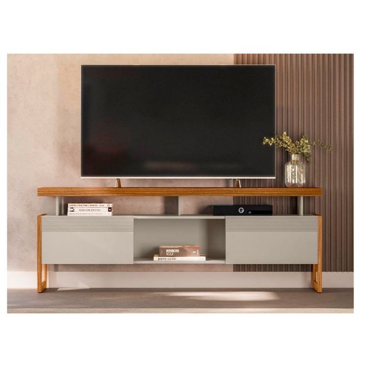 Meuble TV Brasil - ESMERALDA - MT-3060 Jusqu'à 75 Pouces, Nature/blanc cassé - Prix Cameroun