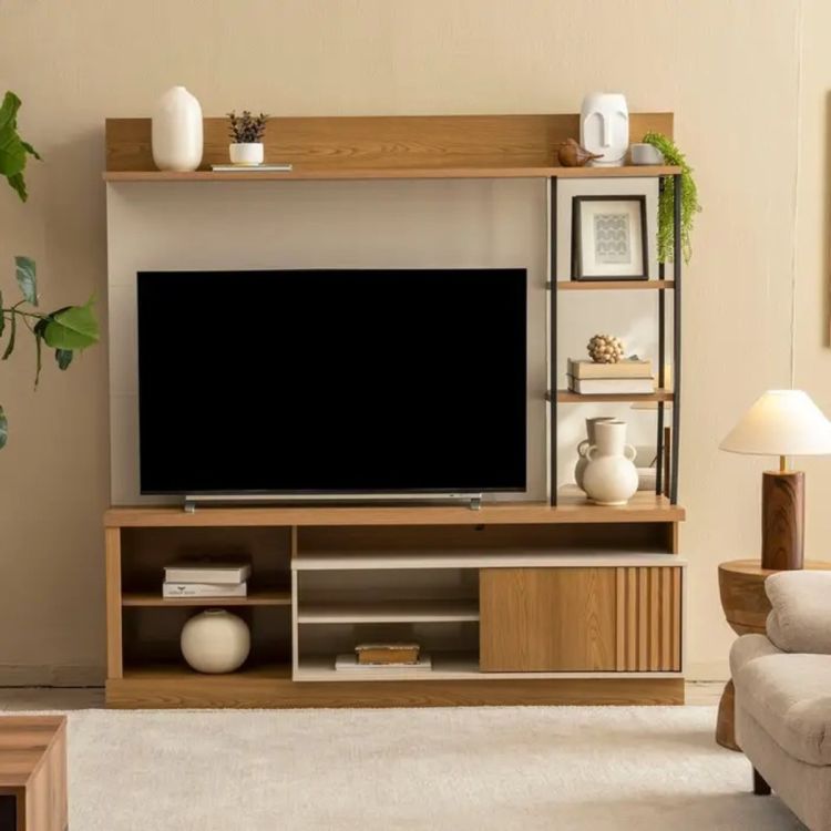 Meuble TV Garibaldi - Bois importé - 1.8 mètre - Gris/Marron | Glotelho Cameroun