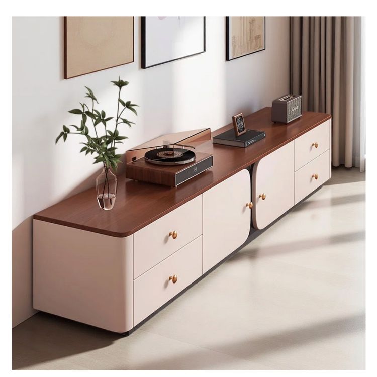 Meuble TV Moderne - Effet Noyer avec Rangements 