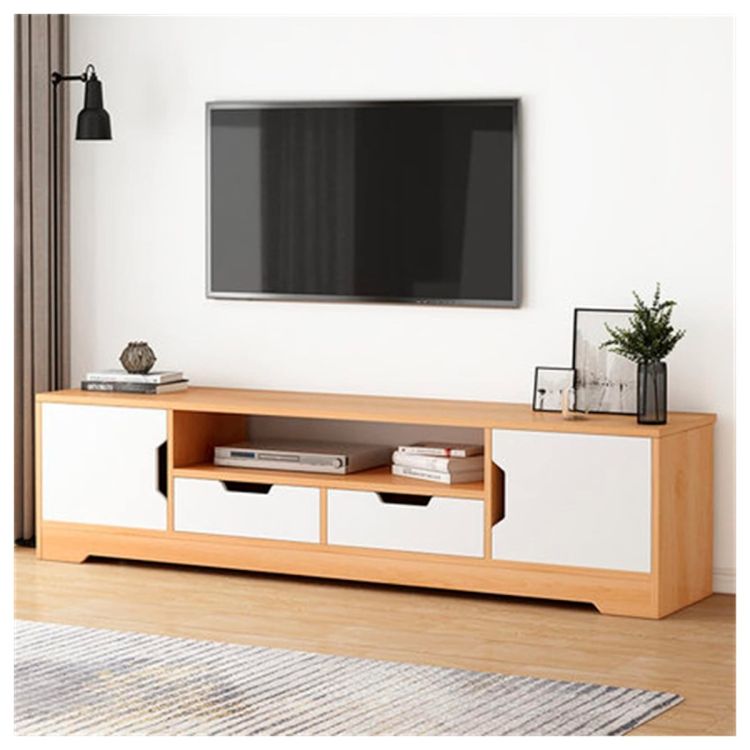 Meuble TV Premium en bois - jusqu'à 65 pouces - 160cm - Finition Chêne Naturel & blanc , prix Cameroun