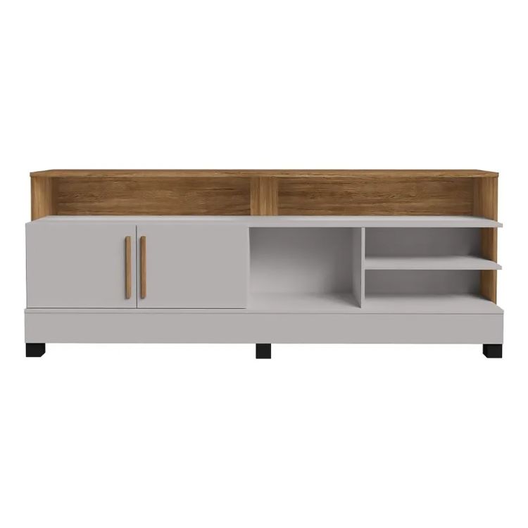 Meuble TV TAIPE - BA2076619 - Structure MDP - 2 Portes MDF - 3 Étagères - Gestion des Câbles - Compartiment Haut-parleur - 160 x 188 cm