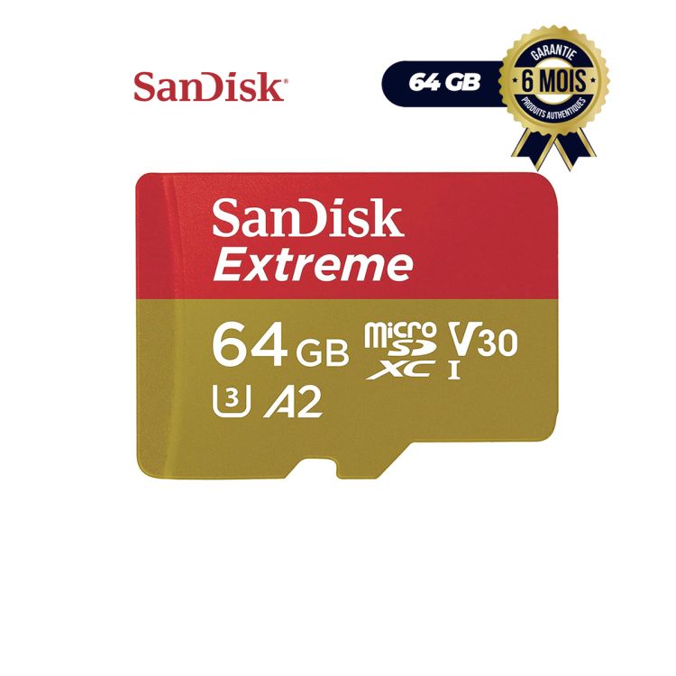  MicroSD UHS-I SanDisk Extreme - 64GB - 160MB/s - (Price in fcfa) | Glotelho Cameroon