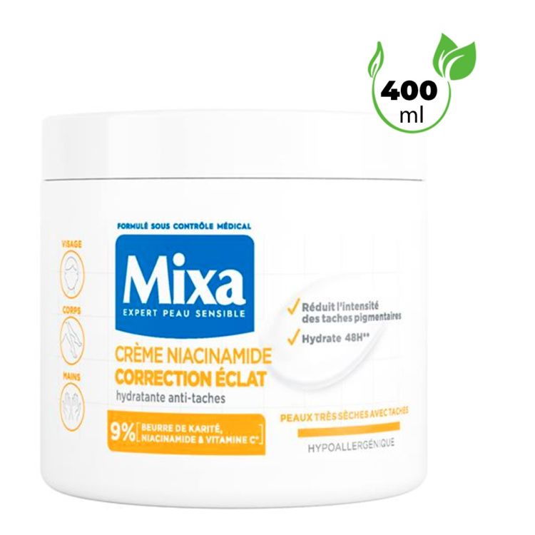 Mixa – Crème Niacinamide Correction Éclat hydratante anti-taches, 400 ml, prix en FCFA Cameroun. 