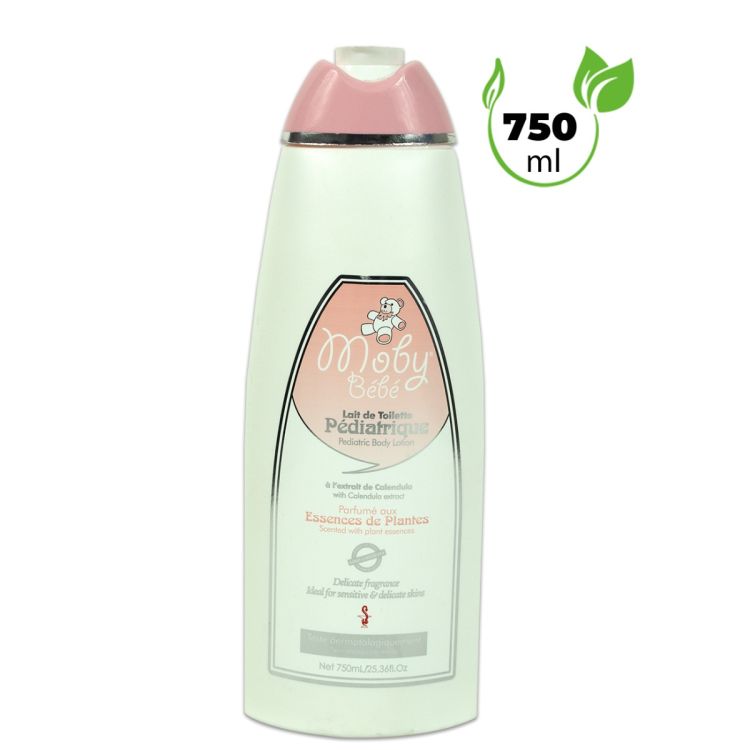 Moby Bébé - Lait de toilette Pédiatrique à l'Extrait de Calendula - Rose - 750ml