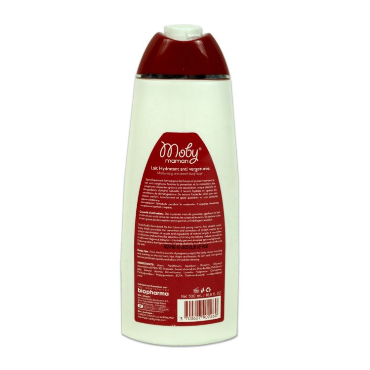 Moby Maman – Lait de toilette hydratant anti‑vergetures – 500 ml