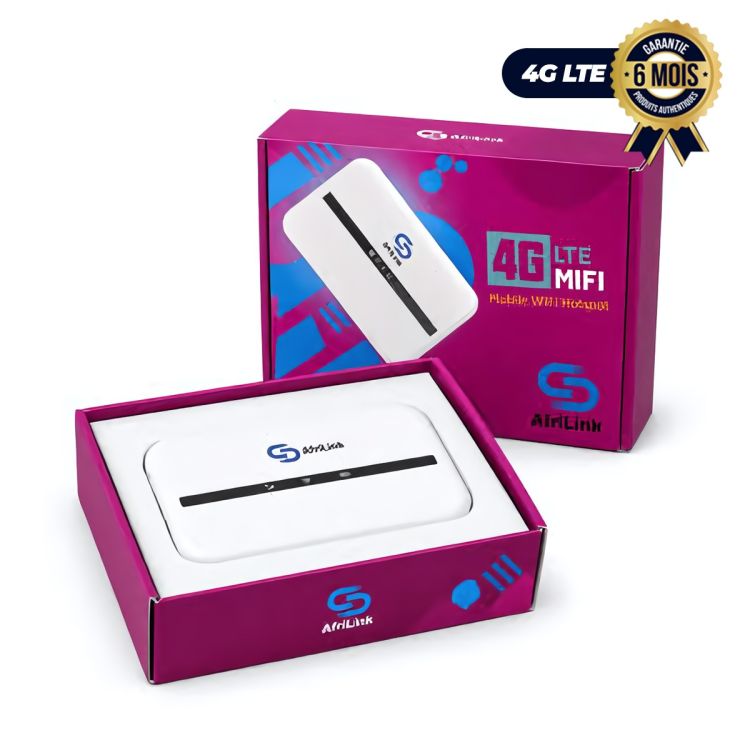 Modem MiFi 4G LTE - Afrilink - Portable 150 Mbps - Batterie 3000 mAh - Compatible MTN Orange Camtel - 10 Appareils - Wi-Fi 2.4 GHz - Garantie 6 mois