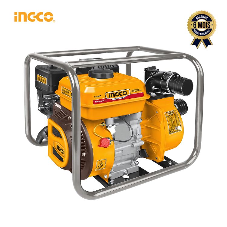 Motopompe à Essence 4''- 100 mm -7.5 HP - INGCO GWP412 - 6 Mois