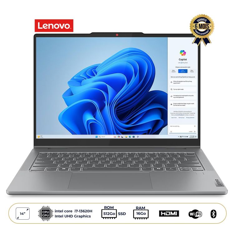 Ordinateur portable Convertible Lenovo - IdeaPad 5 - 2 en 1 -14IRH9 - Tactile 14'' OLED WUXGA - Intel Core i7-13620H - 16GB RAM - 512GB SSD - Stylet inclus - Garantie 6 mois