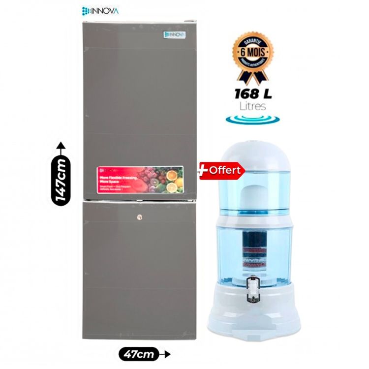 Réfrigérateur Combiné INNOVA 168L + Filtre à Eau BELLEVIE 14L Offert 