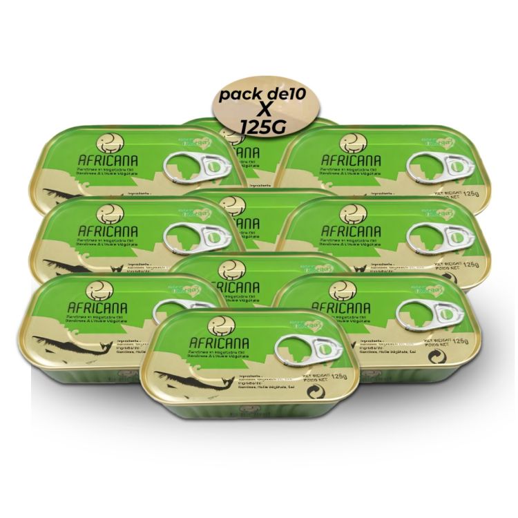 Pack de 10 Sardines Pimenté Africana 125 g