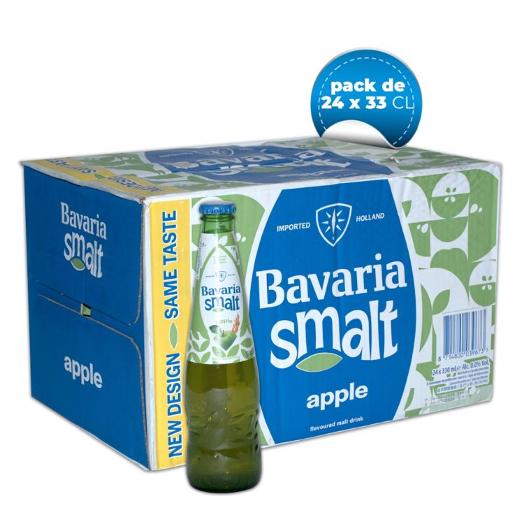 Pack de 24 Boissons Maltées Aromatisées à la Pomme Bavaria Smalt – 0.0% Alcool – Bouteilles 33CL
