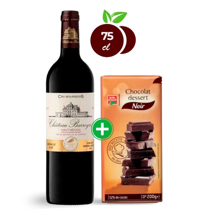 Pack Plaisir Intense 2-en-1 – Château Barreyres Haut-Médoc 75cl + Chocolat Dessert Noir 200g