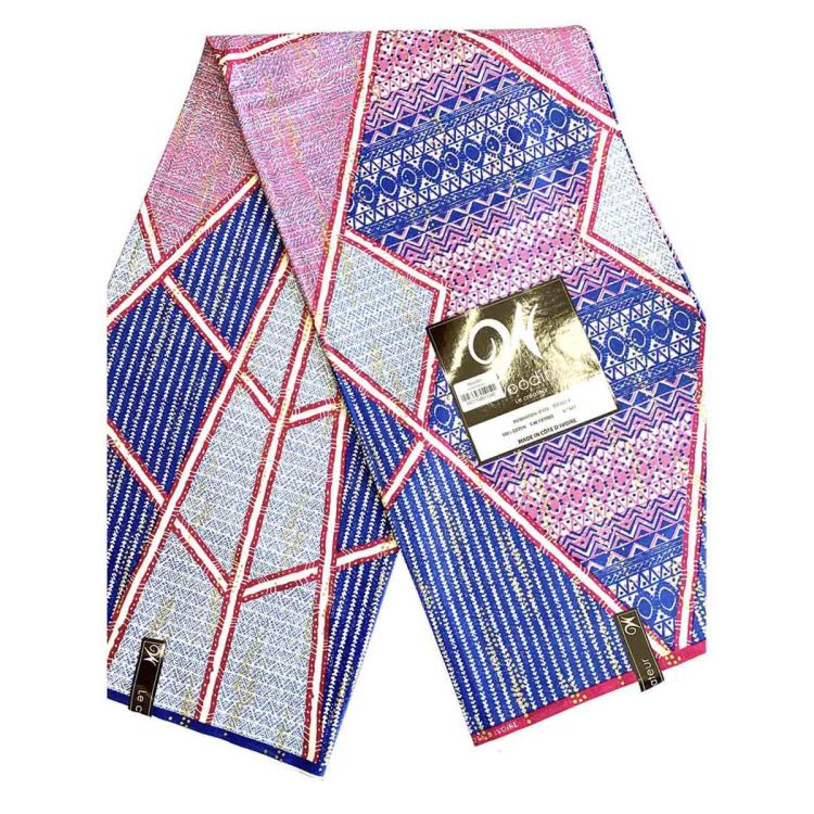 Pagne Woodin 100% coton 6 yard - bleu  | Glotelho Cameroun