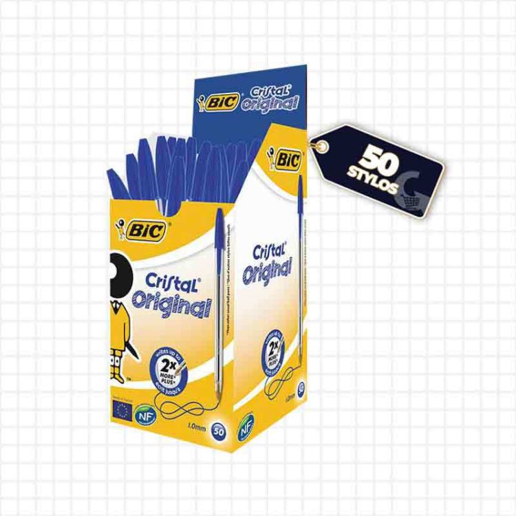 Paquet de 50 stylos à bille BIC - Bleu - (Prix en fcfa) | Glotelho Cameroun