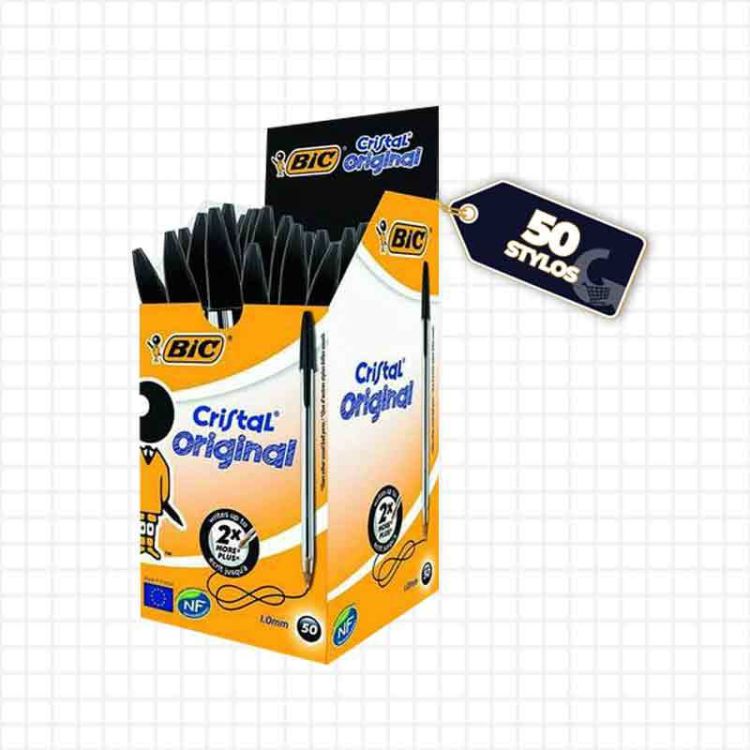 Paquet de 50 stylos à bille BIC - Noir - (Prix en fcfa) | Glotelho Cameroun