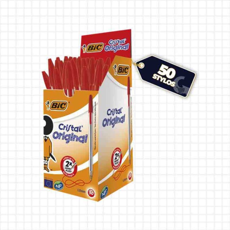Paquet de 50 stylos à bille BIC - Rouge