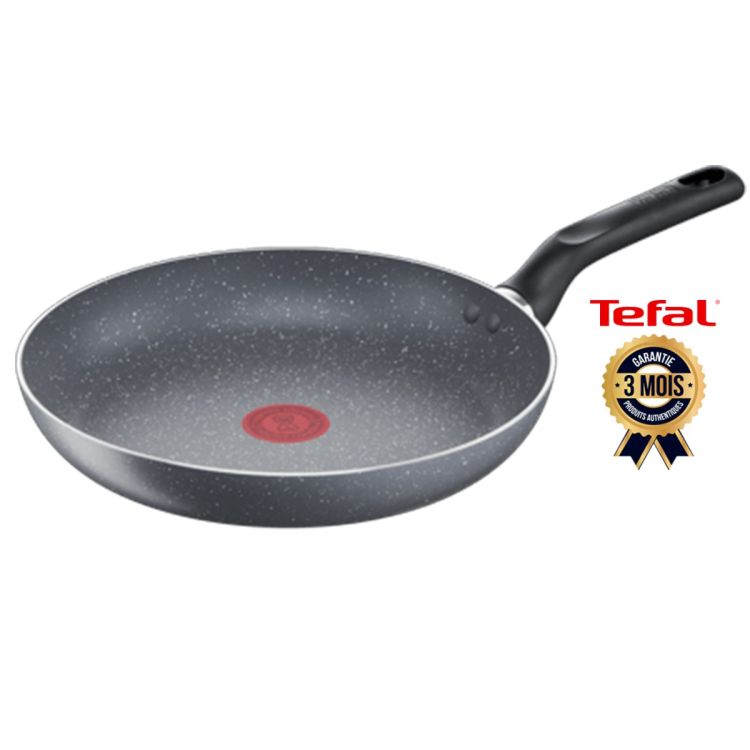 Poêle Antiadhésive Effet Pierre - TEFAL - Natura - B2260295 - 20 cm - Revêtement Mineralia Sans PFOA - Indicateur Thermo-Signal - Compatible Tous Feux Sauf Induction - Garantie 3 mois