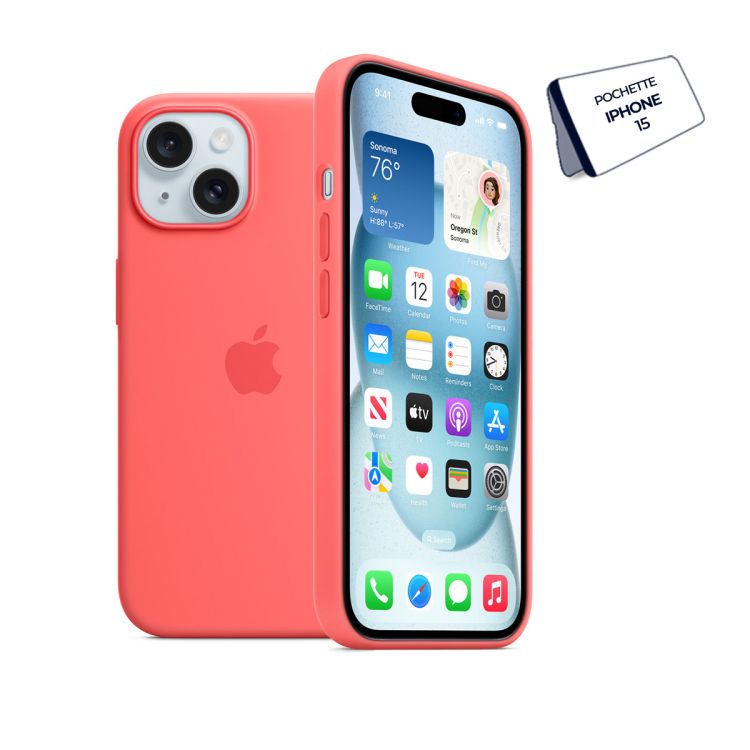 Silicone pouch for iPhone 15 at Glotelho